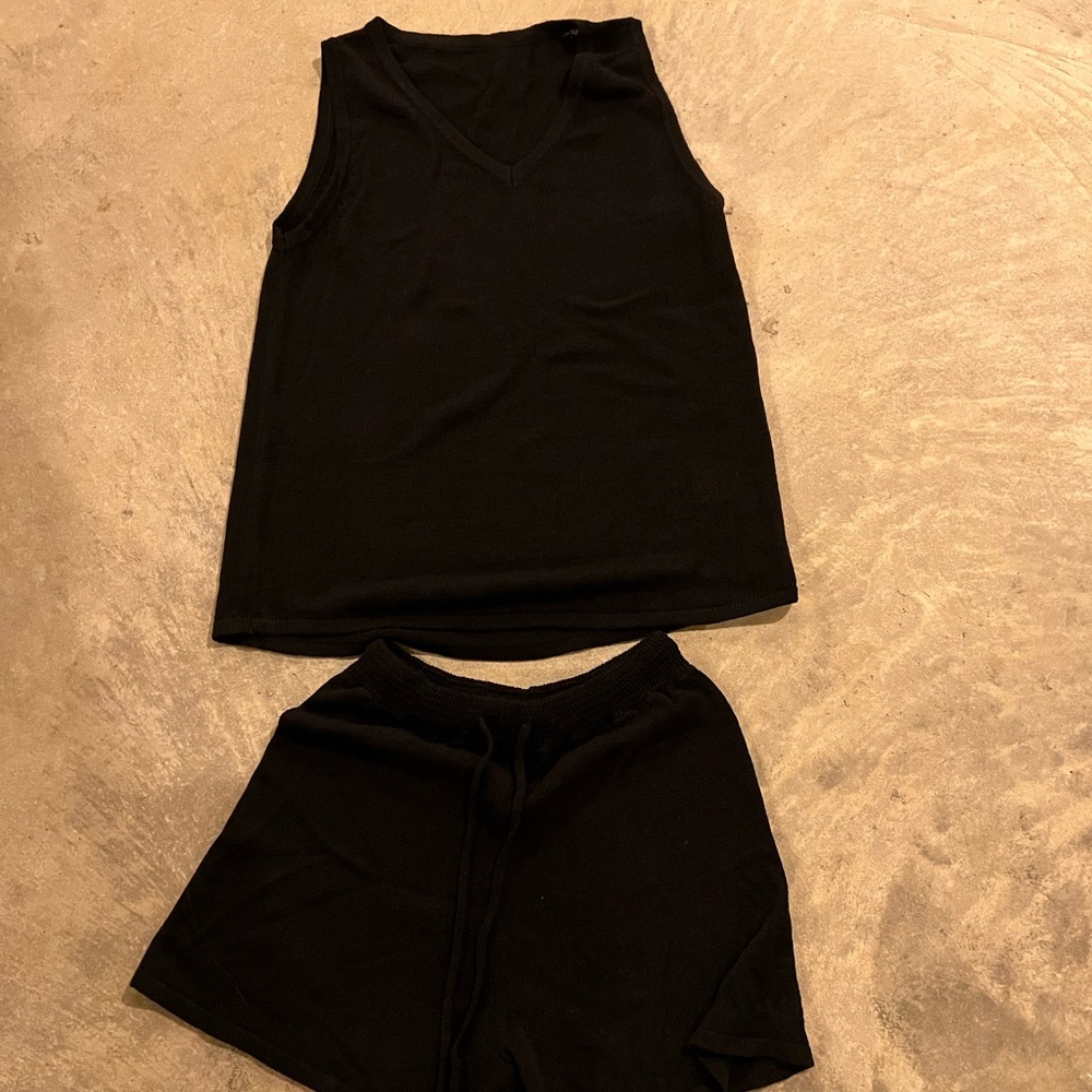 Black swim coverup set